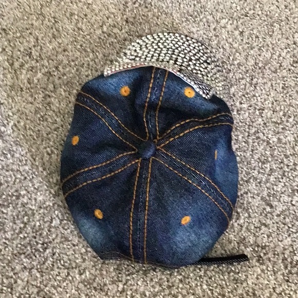 USA Flag Full Rhinestone Brim Light Denim Cap, adjustable, size 11 - Picture 3 of 5